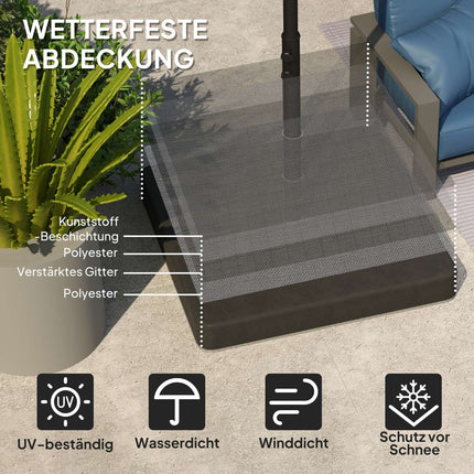 Umbrella Base Weights, Waterproof, Fillable, Black, 89x89x10.5 cm