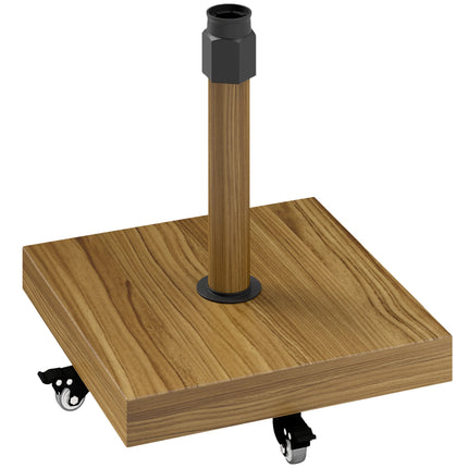 Umbrella Base with Wheels, Wood Look, Metal, Concrete