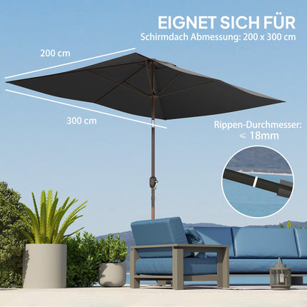 Umbrella Canopy Replacement, 200x300 cm, UV 50+, Dark Grey