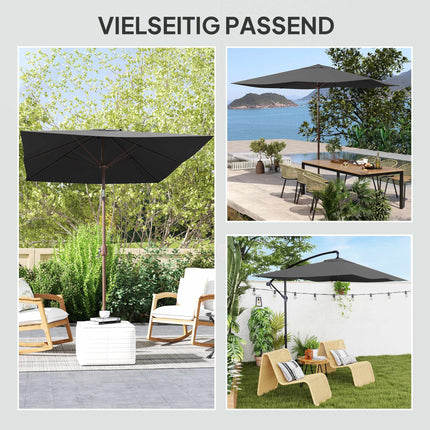 Umbrella Canopy Replacement, 200x300 cm, UV 50+, Dark Grey