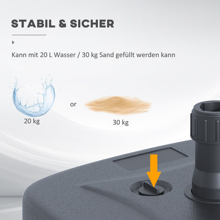 Black refillable umbrella stand 46x45x26cm, holds up to 30kg