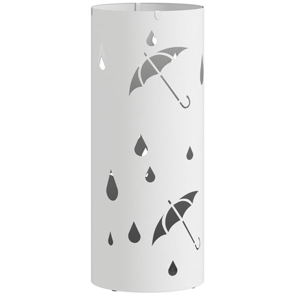 Umbrella Stand, Galvanized Steel, Removable Drip Tray, White