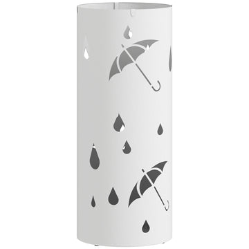 Umbrella Stand, Galvanized Steel, Removable Drip Tray, White
