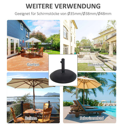 Parasol base in black steel and cement, 25 kg, ∅49 X 37 cm