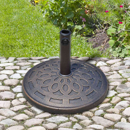 Round resin parasol base, bronze, 14 kg, fits Ø38-48 mm