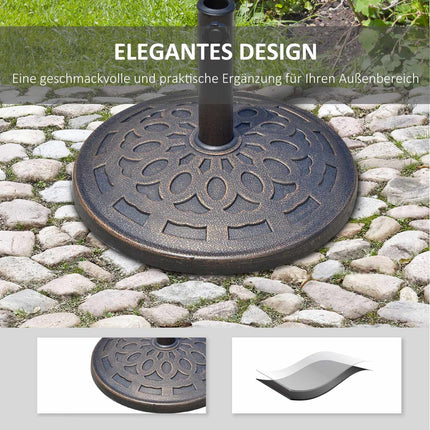 Round resin parasol base, bronze, 14 kg, fits Ø38-48 mm