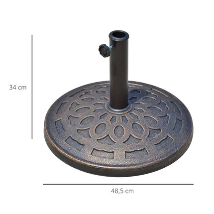 Round resin parasol base, bronze, 14 kg, fits Ø38-48 mm