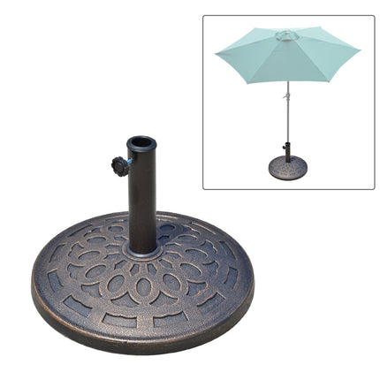 Round resin parasol base, bronze, 14 kg, fits Ø38-48 mm