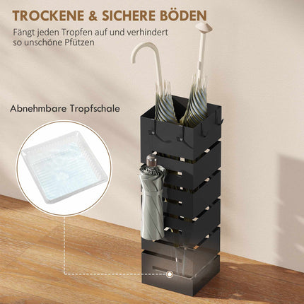 Umbrella Stand with Drip Tray, Metal, Holds 8 Umbrellas