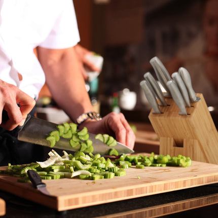 Unassembled bamboo knife block