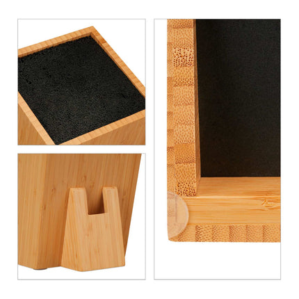 Unassembled knife block in bamboo