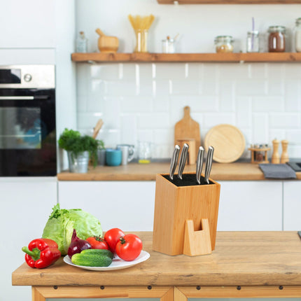 Unassembled knife block in bamboo