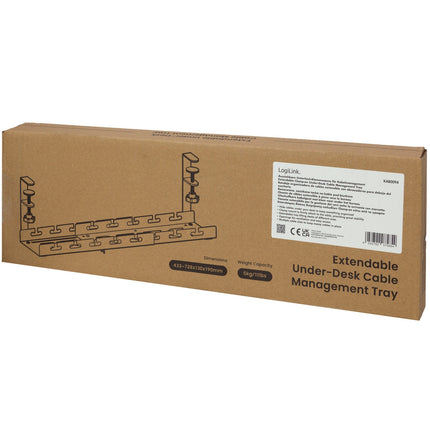 Under-Desk Cable Raceway, Adjustable, Black
