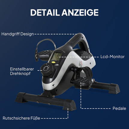 Under-Desk Pedal Exerciser with LCD Display, Adjustable Resistance