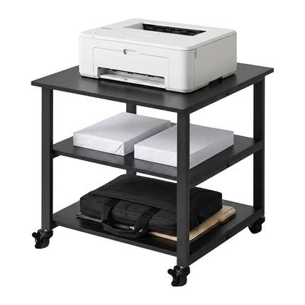 Under-Desk Printer Stand with Castors – Black, 3-Tier