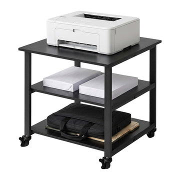 Under-Desk Printer Stand with Castors – Black, 3-Tier