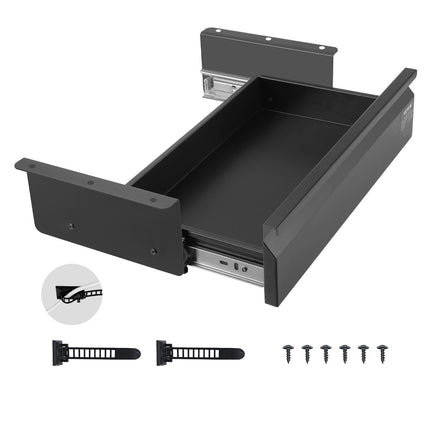 Under Desk Slide-Out Drawer, 16-Inch Steel, Black