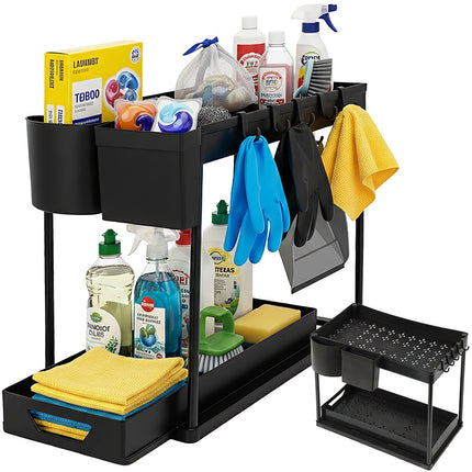 Under-Sink Organizer, 2-Tier Pull-Out Black Shelf