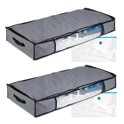 Underbed Storage Boxes with Vacuum Bags, Foldable