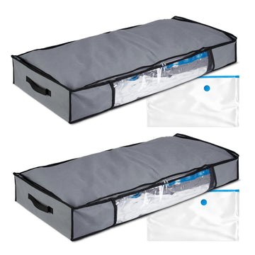Underbed Storage Boxes with Vacuum Bags, Foldable
