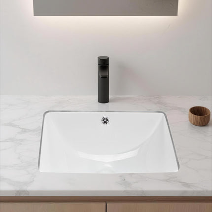 Undermount Bathroom Sink 460 x 330 mm, White Ceramic with Overflow