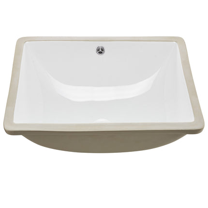 Undermount Bathroom Sink 515 x 385 mm, White Ceramic, Overflow
