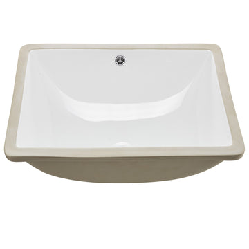 Undermount Bathroom Sink 515 x 385 mm, White Ceramic, Overflow