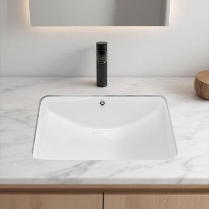 Undermount Bathroom Sink, White Ceramic 530 x 375 mm, Overflow