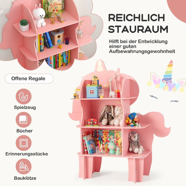 Unicorn Bookshelf for Kids Toy Storage Organizer with Open Shelves