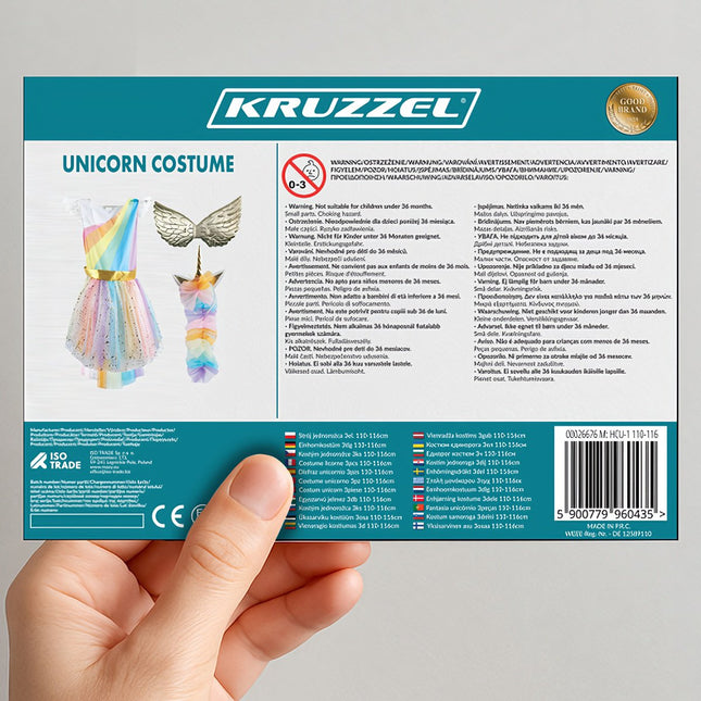 Unicorn Costume for Kids, 3-Piece Set, Size 110-116 cm