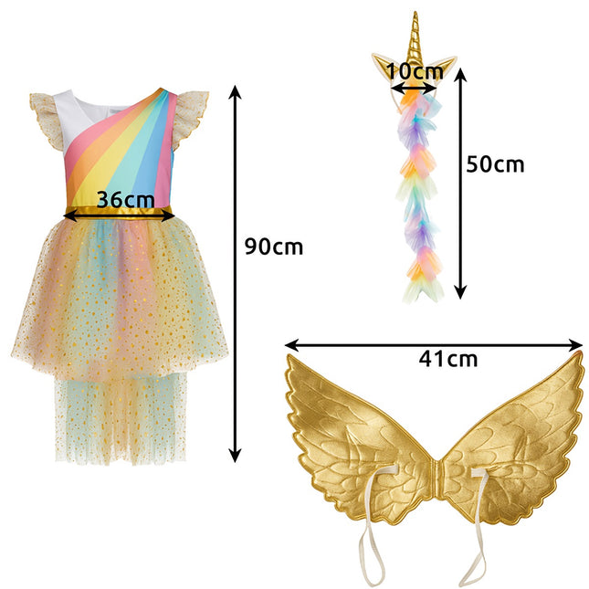 Unicorn Costume for Kids, 3-Piece Set, Size 122-128 cm