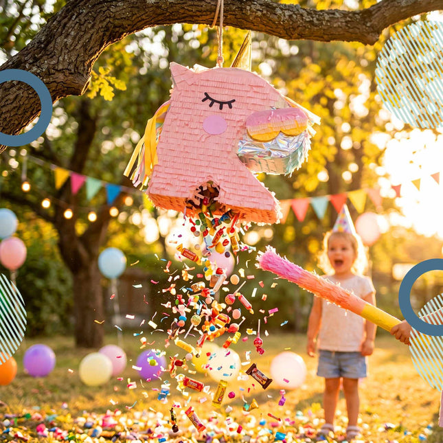 Unicorn Piñata Set – Stick And Blindfold Mask