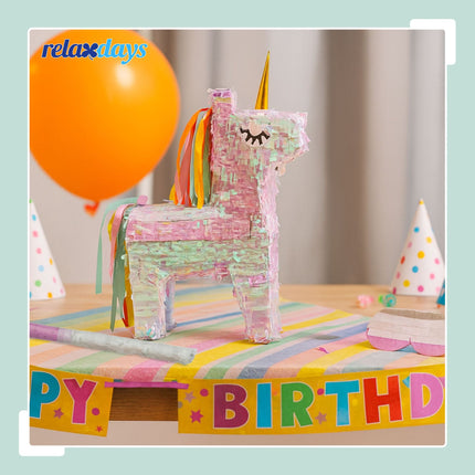 Unicorn Piñata Set with Stick and Mask