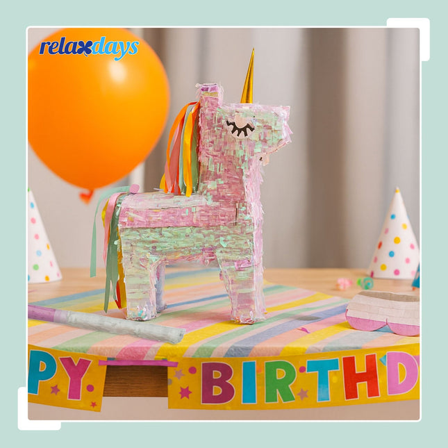 Unicorn Piñata Set with Stick and Mask