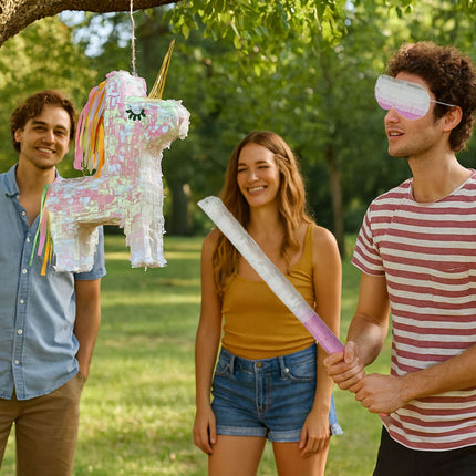 Unicorn Piñata Set with Stick and Mask