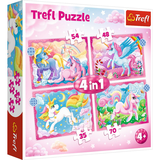 Unicorns 4-in-1 Puzzle Set for Kids, Fun and Educational