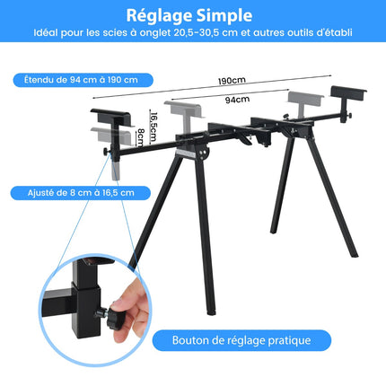 Universal Folding Miter Saw Stand, Extendable 150 kg
