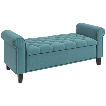 Storage bench in green velvet, capacity 120 kg, 126x48.5x47 cm