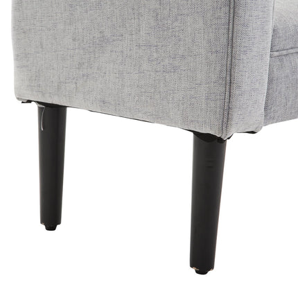 Elegant light gray upholstered bench with rolled sides