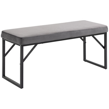 Dark gray velvet upholstered bench for bedroom or hall