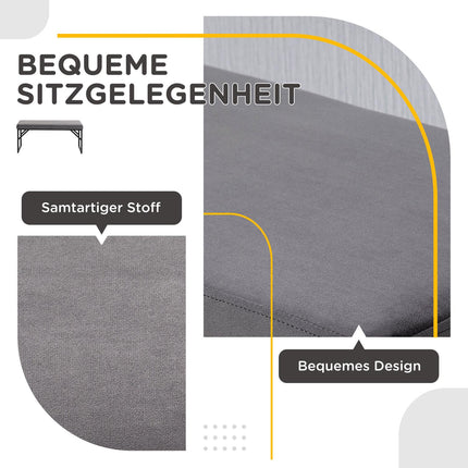 Dark gray velvet upholstered bench for bedroom or hall