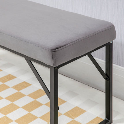 Dark gray velvet upholstered bench for bedroom or hall