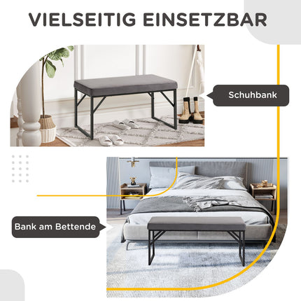 Dark gray velvet upholstered bench for bedroom or hall