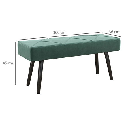 Velvet-covered bench, X-pattern, 100x36x45 cm, green