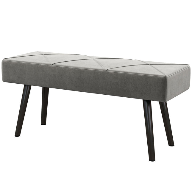 Velvet covered bench - grey, 100x36x45 cm, 120 kg capacity