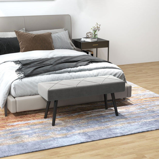 Velvet covered bench - grey, 100x36x45 cm, 120 kg capacity