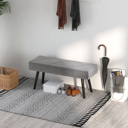 Velvet covered bench - grey, 100x36x45 cm, 120 kg capacity