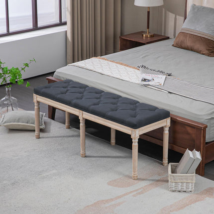 Upholstered dark gray bedroom bench, 120 kg capacity