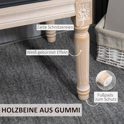 Upholstered dark gray bedroom bench, 120 kg capacity