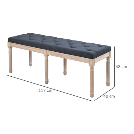 Upholstered dark gray bedroom bench, 120 kg capacity